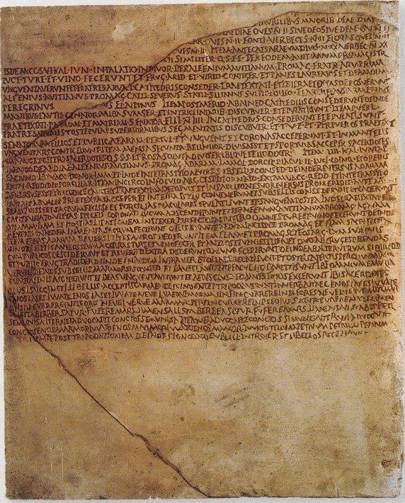 Римская надпись 218 г. н.э., содержащая текст Carmen Arvale