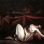 Иоганн Генрих Фюсли, «Алкмеон, преследуемый Эриниями, у тела убитой им матери Эрифилы», 1821