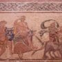 Дионис на колеснице, запряженной леопардами. Мозаика из Дома Диониса в Пафосе (Кипр), III в. н.э.