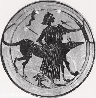 Геката с собакой. Аттический чернофигурный килик, 525-475 до н.э.