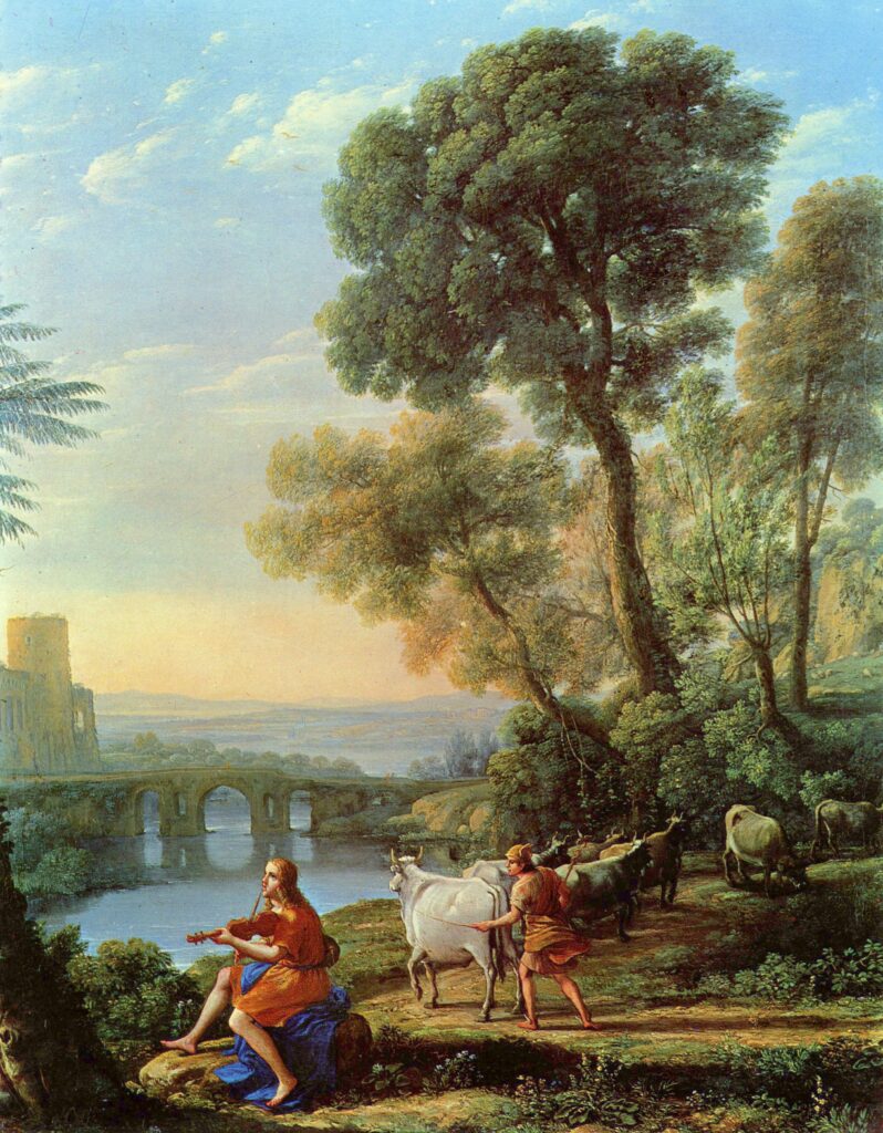 Клод Лоррен, "Пейзаж с Аполлоном и Меркурием". Масло, холст, ок. 1645