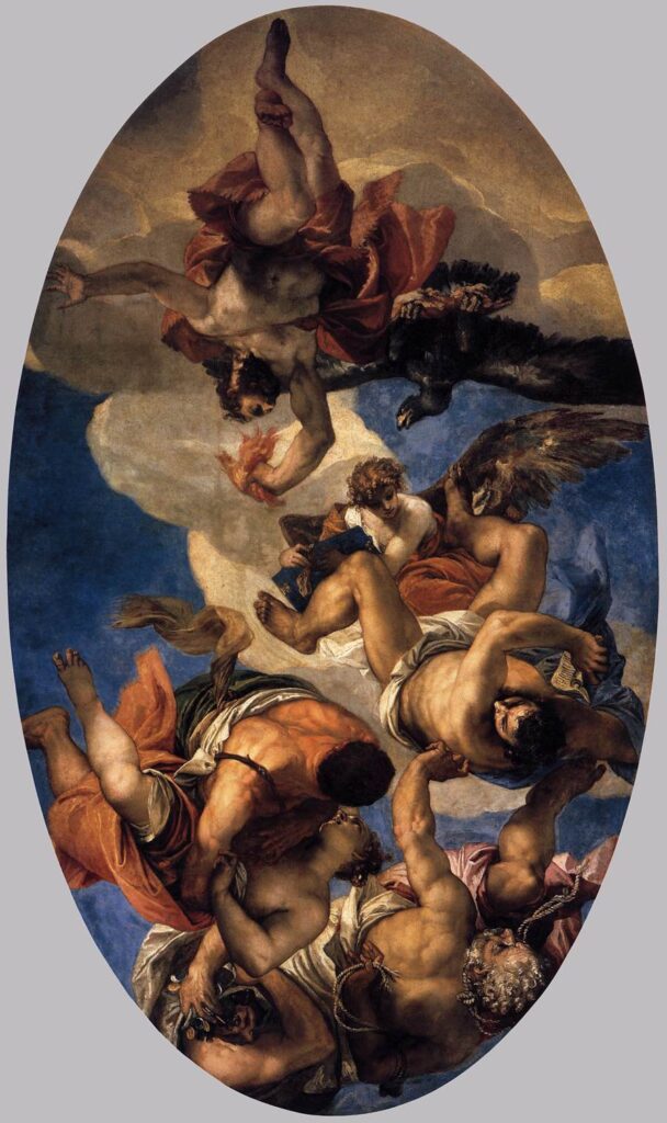 Паоло Веронезе, "Юпитер поражает молниями Пороки". Холст, масло, 1554-1556