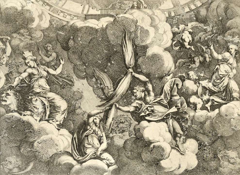 Пьетро Санти Бартоли, "Юпитер мечет молнии". Гравюра, ок. 1680